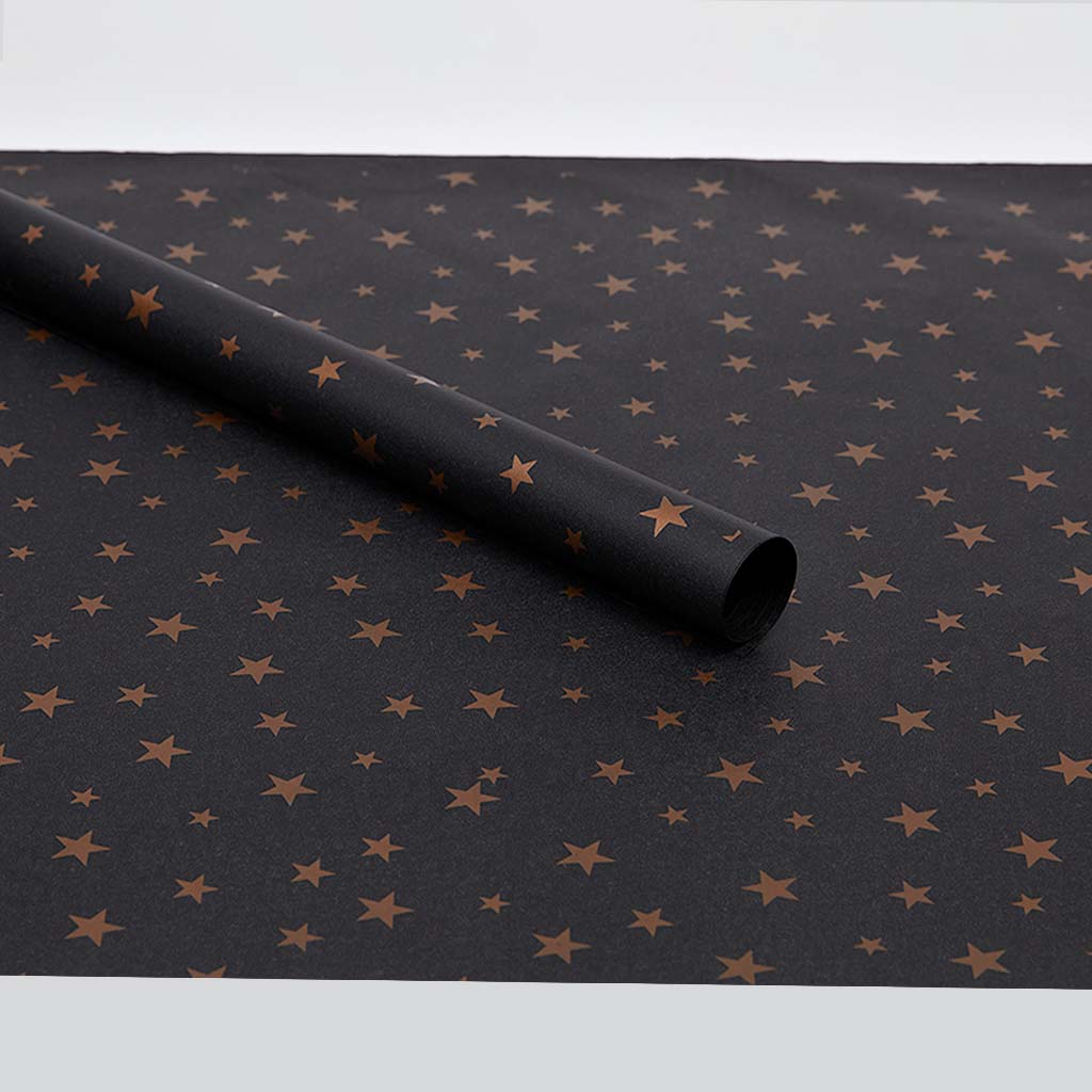 Yıldız Desenli Ambalaj Kağıdı (siyah pelür)