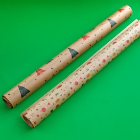 Kraft Ambalaj Kağıdı - Yılbaşı Desenli