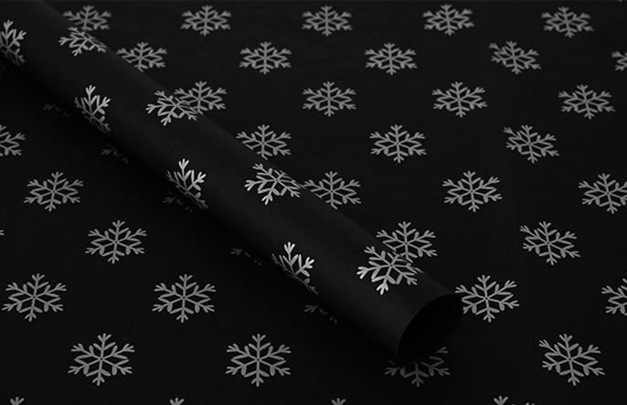 Kar Desenli Ambalaj Kağıdı (siyah pelür)