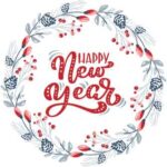 Happy New Year desenli Sticker 4,5 cm çap