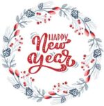 Happy New Year desenli Sticker 4,5 cm çap